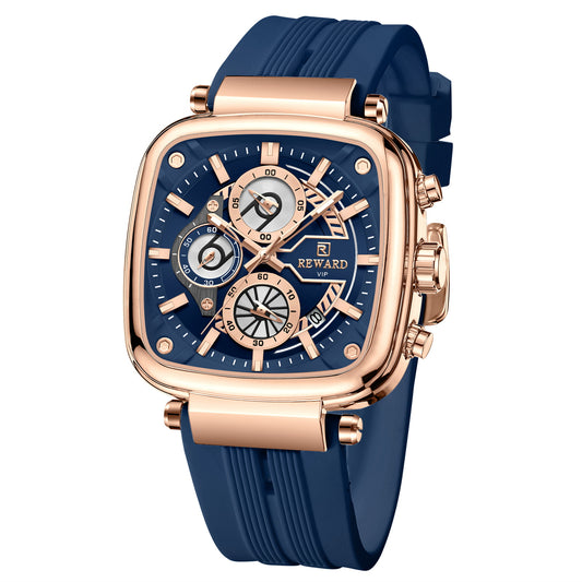 Reward VIP - A Luxury Chronograph 3ATM Sport Watch for Men - Blue Dial with Rose Gold Finish