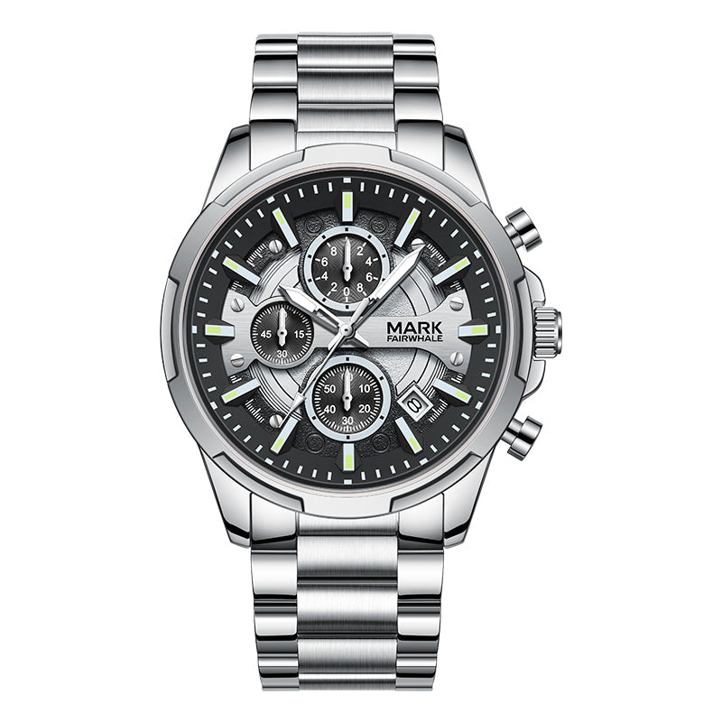 MARK FW - Bold & Luxurious Stainless Steel Chronograph 3ATM Quartz Watch For Men's
