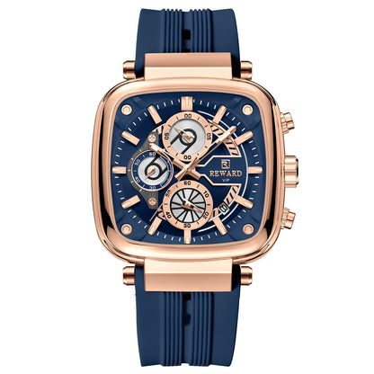 Reward VIP - A Luxury Chronograph 3ATM Sport Watch for Men - Blue Dial with Rose Gold Finish